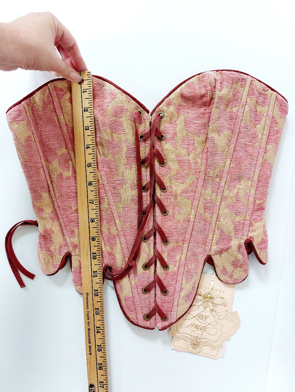 Drippy Romantic Pink & Gold Corset Floral Small Renaissance Costume Halloween - Picture 5 of 10